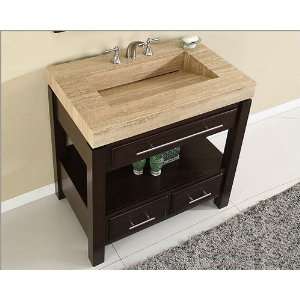  Silkroad 36 Single Sink Cabinet Travertine, Vanity Top 