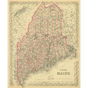  Colton 1881 Antique Map of Maine