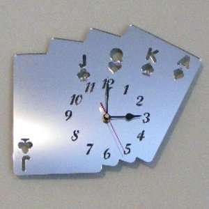  Acrylic Poker Cards Mirror Clock 35cm X 30cm