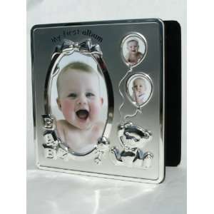   Photo Album with Silverplate Frame Cover in Gift Box By Oneida: Baby