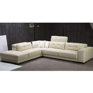  Tosh Furniture Modern Beige Leather Sectional Sofa