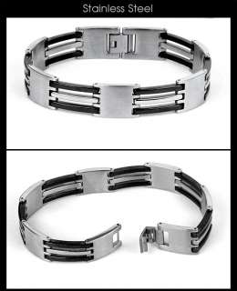 New Mens FOSS Stainless Steel Bracelet w. Black Enamel  
