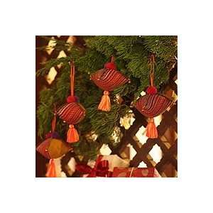   and cotton ornaments, Golden Hmong Feast (set of 4)