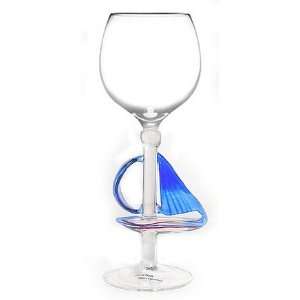  Hand Blown Sailboat Wine Glass by Yurana Designs   W163 