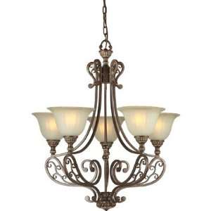   27 Chandelier, Black Cherry Finish with Shaded Umber