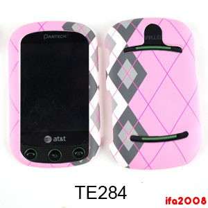 FOR PANTECH PURSUIT 2 II P6010 PLAID PINK CASE COVER SKIN FACEPLATE 