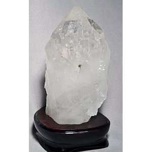  Quartz with Pyrite Natural Cathedral Crystal on Wood Base 