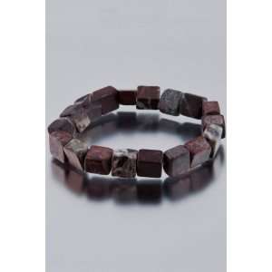   Collection   10mm Crazy Horse Flat Square Bead Bracelet: Jewelry