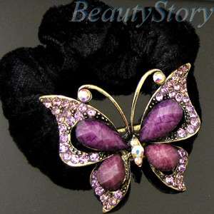   SHIPPING rhinestone crystals butterfly hair scrunchie ponytail  