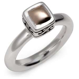  Zina Sterling Silver Square Ring With 14K Gold The Swirl 