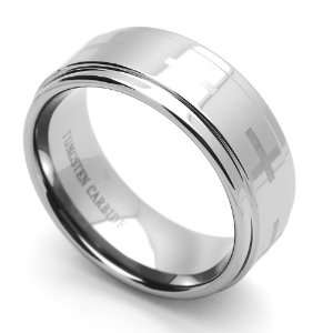   Band Ring For Him For Her 9MM Comfort Fit Cross Ring Size 7.5: Jewelry
