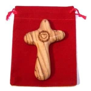 Olive wood Comforting or healing Cross engraved with Crown of Thorns 