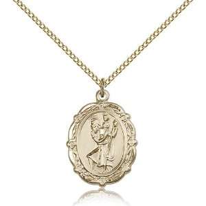  Gold Filled St. Saint Christopher Medal Pendant 7/8 x 5/8 