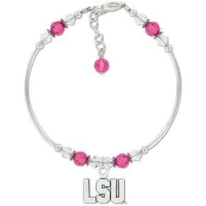  LSU Tigers Pink Crystal Tube Bracelet