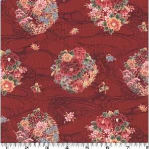   Floral Wreaths Crimson Fabric By The Yard Arts, Crafts & Sewing