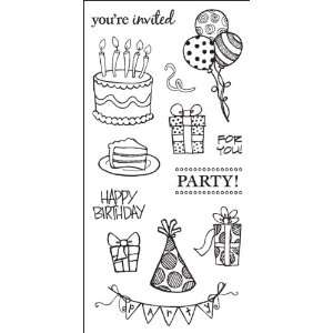   Stick Cling Rubber Stamps 4X8 Sheet   Its A Party 