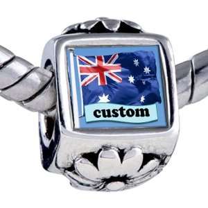Pandora Style Bead Flag Australia Custom Holiday European Charm Bead 