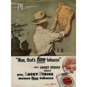   fine tobacco .. 1944 Lucky Strike Cigarette War Bond Ad, A2713B