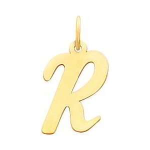 Cursive Letter R Charm 14k Gold