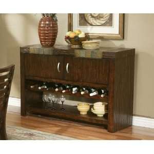  Server Sideboard with Slate Inlay Top in Dark Wood Finish 