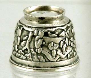   Silver Figures in Garden Cauldron Salt Unlisted maker HW  