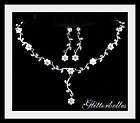 Silver Pearl Crystal DAISY MAE II Necklace Earrings SET
