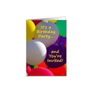  Birthday party invitation colorful balloons Card Health 