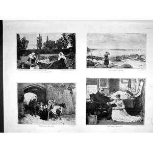   1893 HENRY TATE ART LLUGWY DOGS CHURCH ROMANCE BEACH
