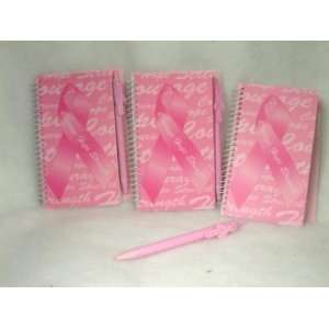  Lot of 12 Breast Cancer Spiral Notebook and Pen New