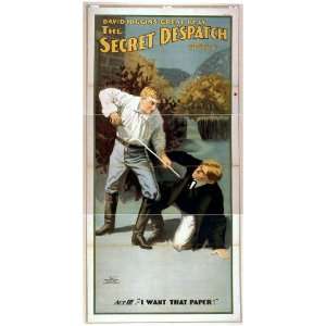  Poster David Higgins great play, The secret despatch 1902 