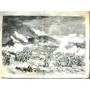  1855 STORMING REDAN WAR BATTLE SOLDIERS OLD PRINT