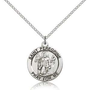  .925 Sterling Silver St. Saint Peregrine Medal Pendant 3/4 