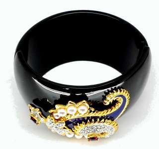 Kenneth Jay Lane KJL Black & Paisley Design Bracelet  
