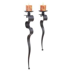   Tuscan Iron Metal Wall Candle Sconce Set 2: Home Improvement