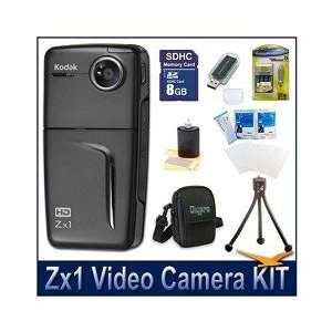  Kodak Zx1 Video Camera Black Bundle w/ 8GB SD, Reader 