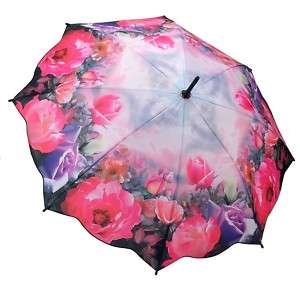 Rose Garden Folding Umbrella Art Designer Compact New  