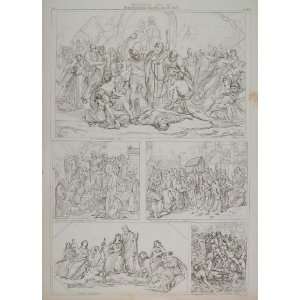  1870 Religious Art Lithograph Austrian Painting Raising of 
