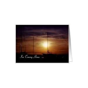  Coming Home Card   Boat, Yacht, Sunset, Silhouette Card 