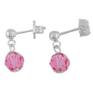   Millimeter Pink October Birthstone Crystal Dangle Earrings Jewelry