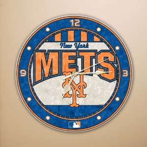 New York Mets Art Glass Wall Clock 
