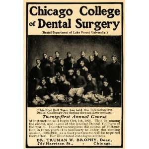  1902 Ad Chicago College Dental Surgery Football Team 