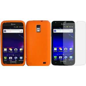 Orange Silicone Jelly Skin Case Cover+LCD Screen Protector for Samsung 