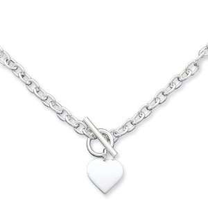  925 Sterling Silver Cable Chain Heart Pendant Necklace 