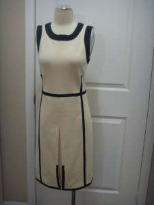 AUTH NEW $325 Tory Burch Addis Contrast Trim Sleeveless A line Dress 