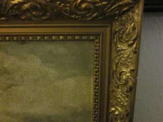 Vintage Oil on Board Painting in Ornate Frame Signed H Foster Fishing 