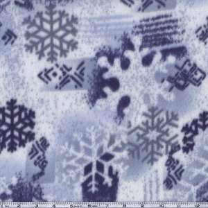  60 Wide Nordic Fleece Fabric Snowflakes White By The 