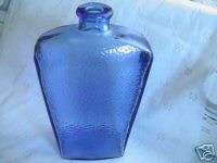 VINTAGE COBALT BLUE RIPPLED GLASS JAR WITH CORK 8 1/2  