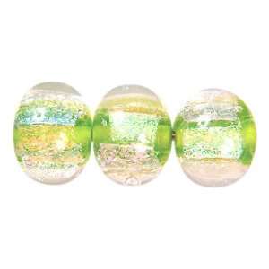  15mm Dichroic Cased Multi over Apple Green Core Round Bead 