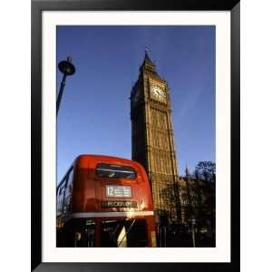  Big Ben and Parliament with Double Decker Bus, Lond Framed 
