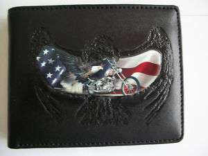 Chopper Flag Eagle Ride Hard Live Free Leather Wallet  